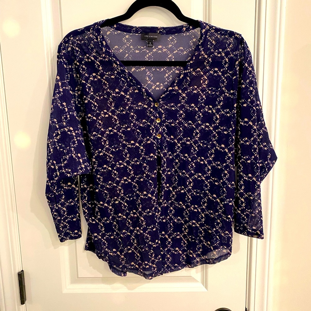 The Limited - Medium blouse (sheer) with gold button detail